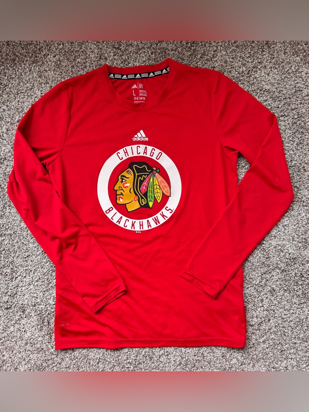 Adidas Chicago Blackhawks Long-Sleeve Performance Tee